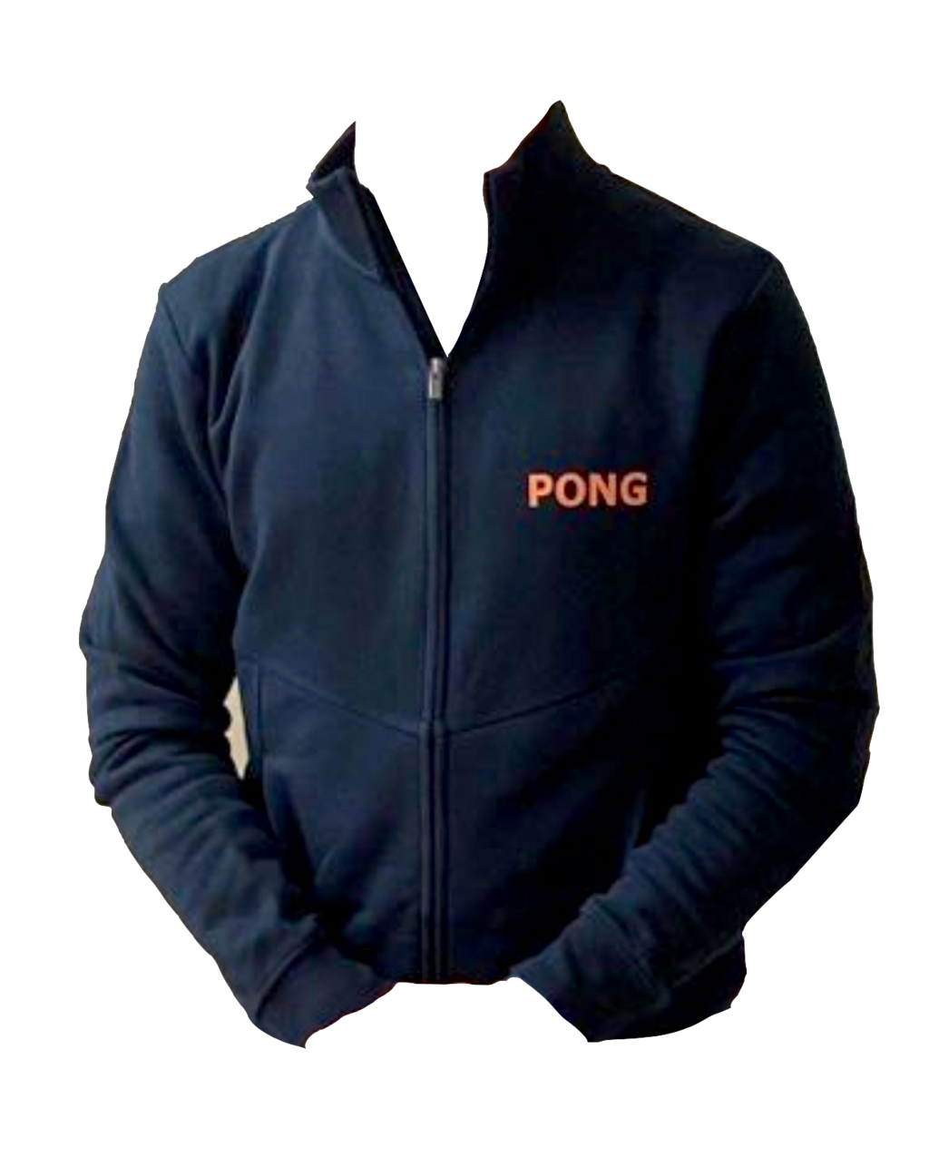 Tröja Zip Svart (L) Med Pong Logo