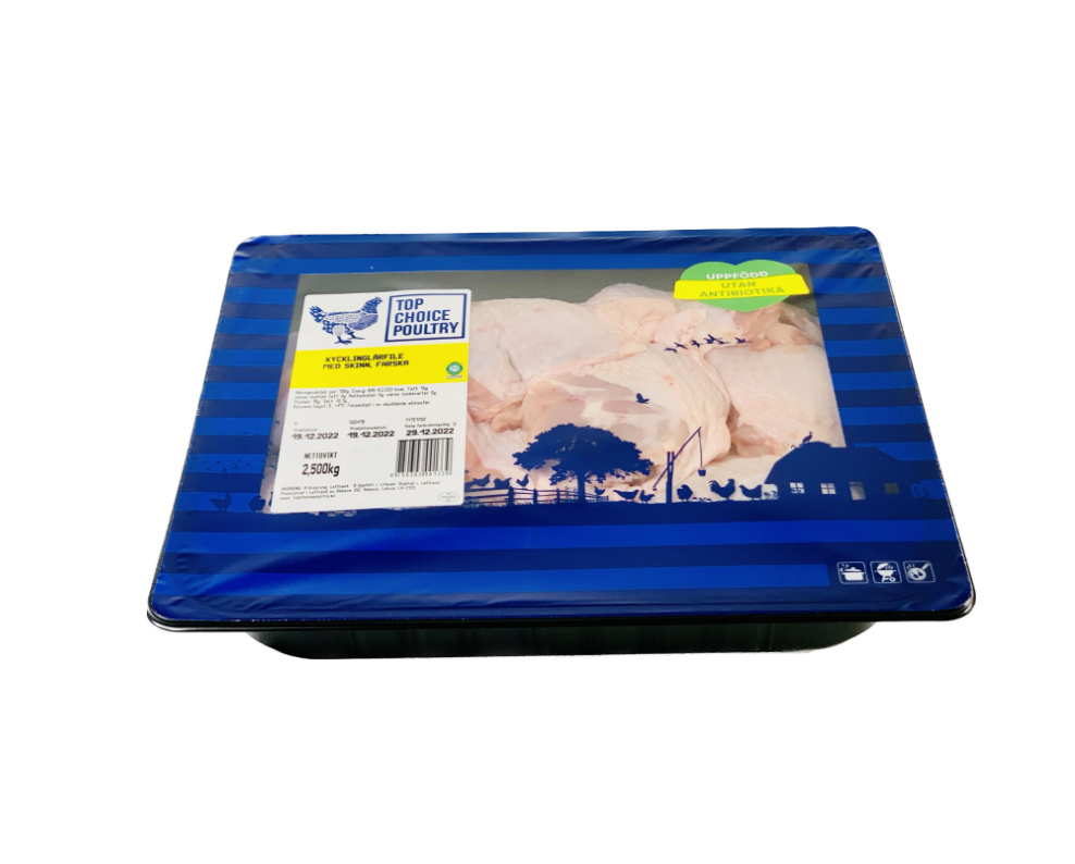 Kycklinglårfile Med Skinn Fryst 1x10 kg Lettland