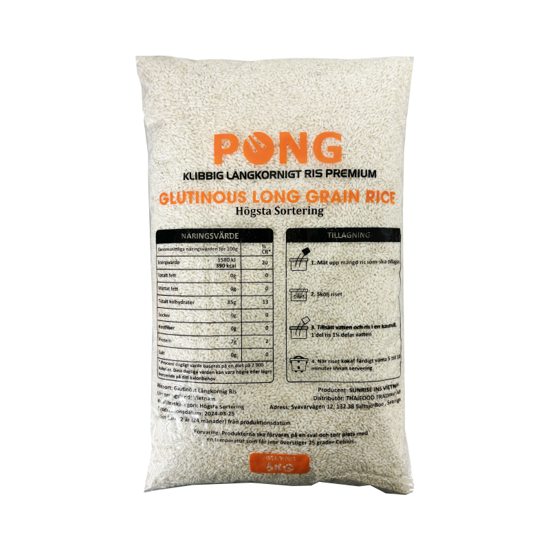 Glutinöst Långkornigt Ris 5kg Vietnam