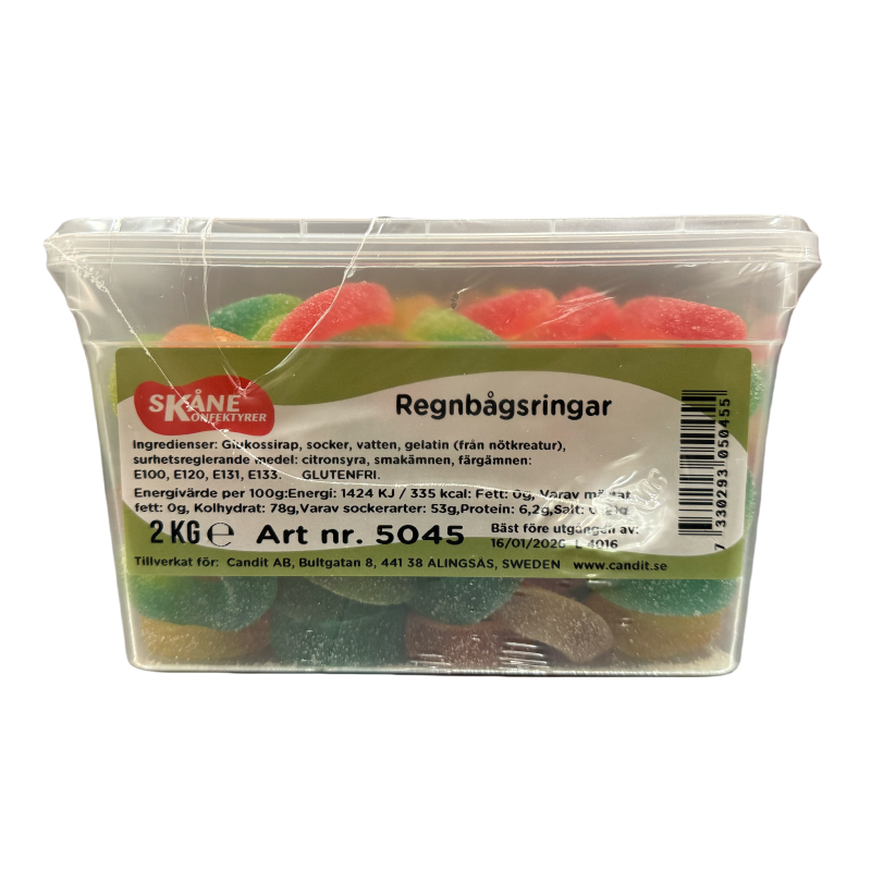 Godis Regnbågsringar Skåne Konfektyr 2kg