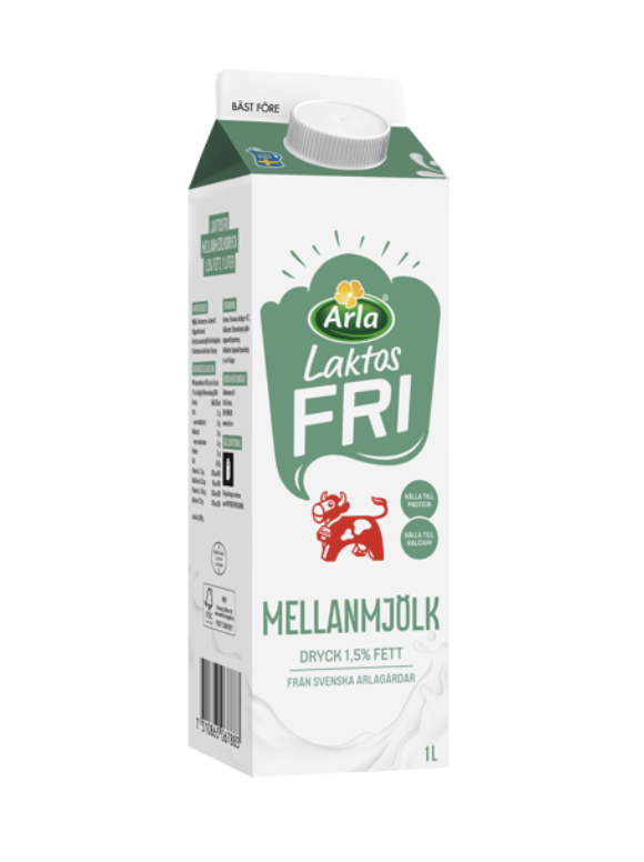 Laktosfri Mellanmjölkdryck 1.5% 1Liter Arla Sverige