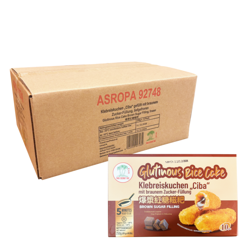 Klistrig riskaka med fyllning av brunt socker 12x250g Kina