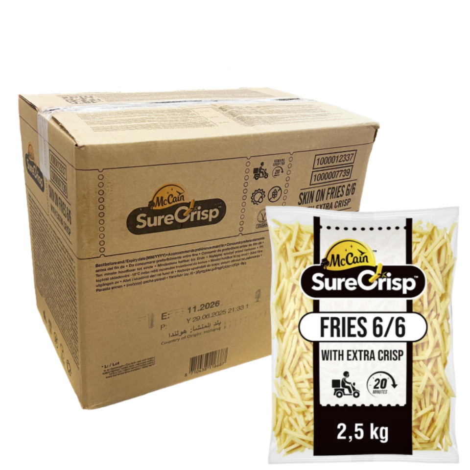 Pommes Sure Crisp Med Skal 6mm 5x2,5kg McCain Nederländerna