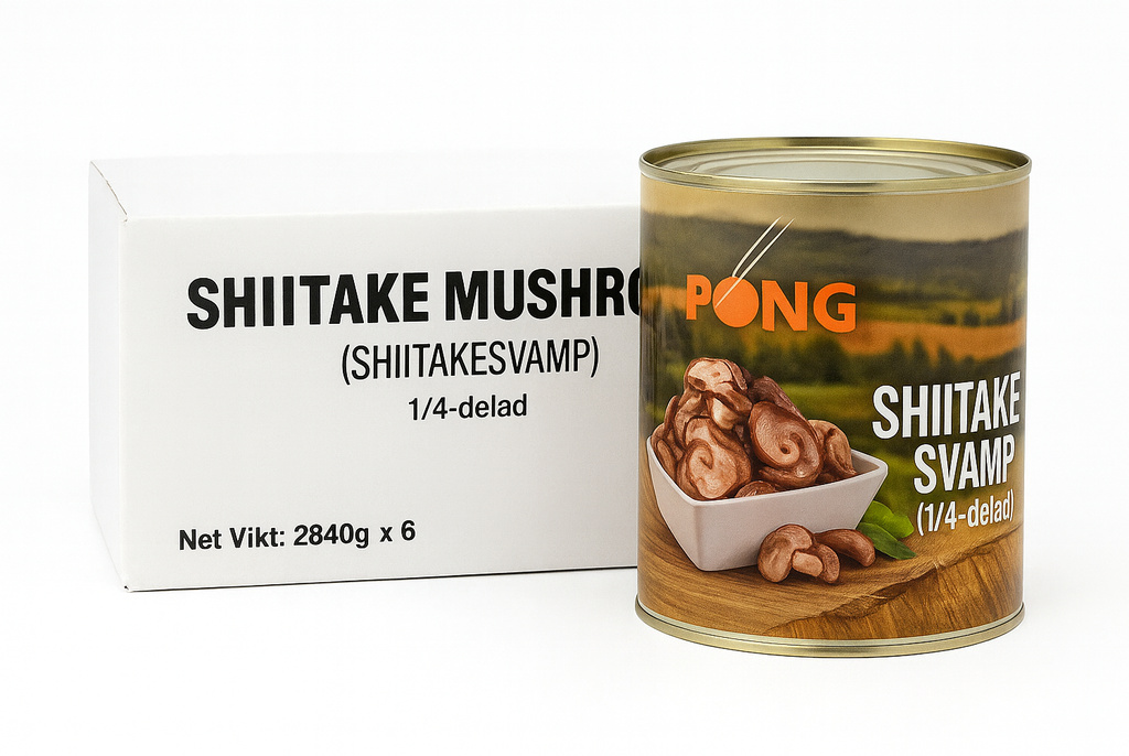 Shiitakesvampar 1/4 Skurna 6x2840g PONG Kina
