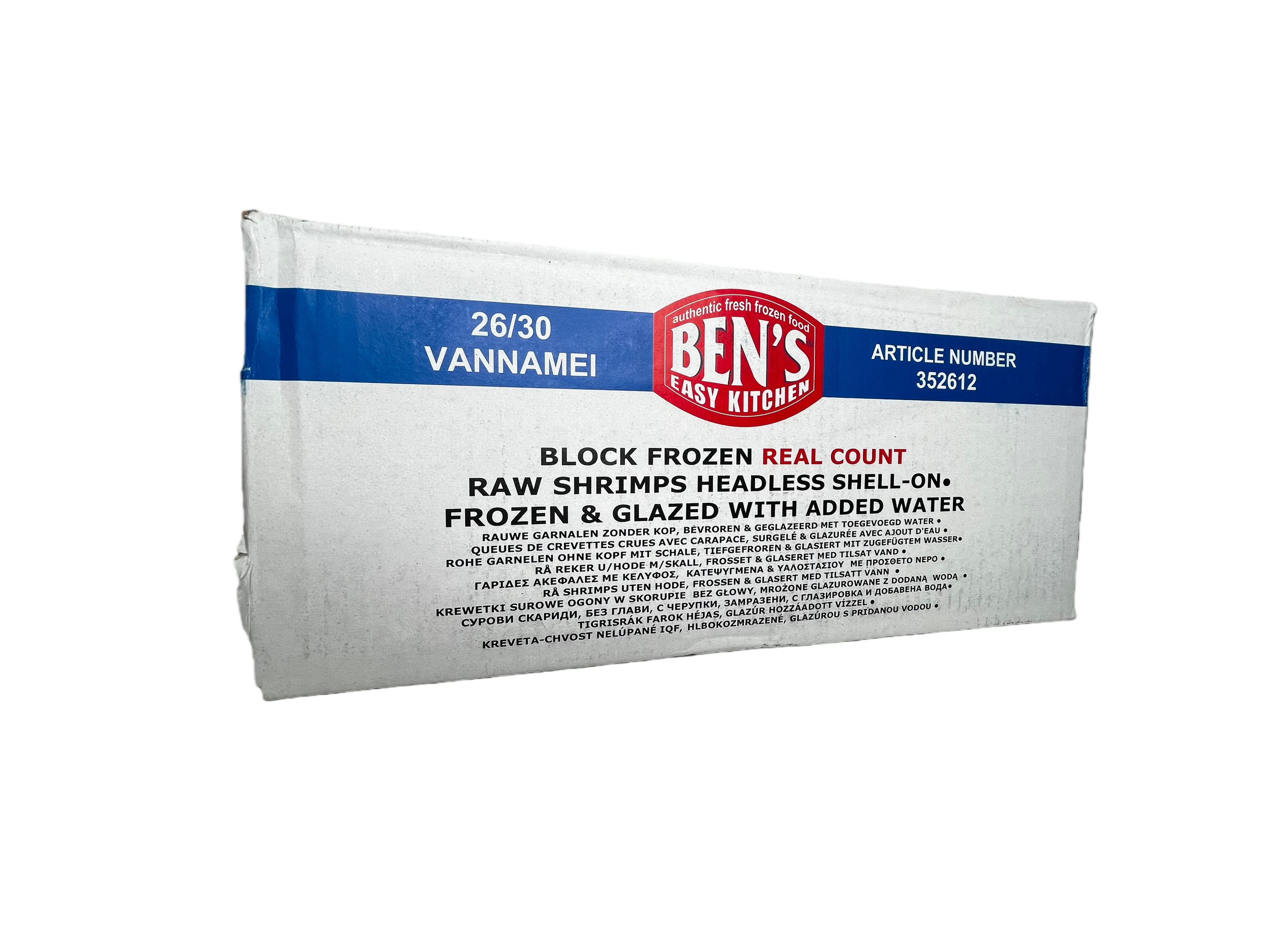 Räkor Vannamei 26/30 H-less 6x0,9kg RC 100% netto India  BML