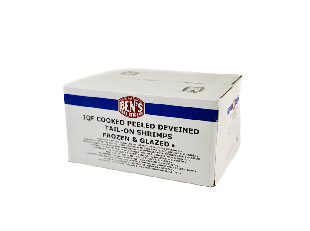 Räkor kokta 31/40 Tail On Real Count 100% Netto 10x1kg/krt Indien