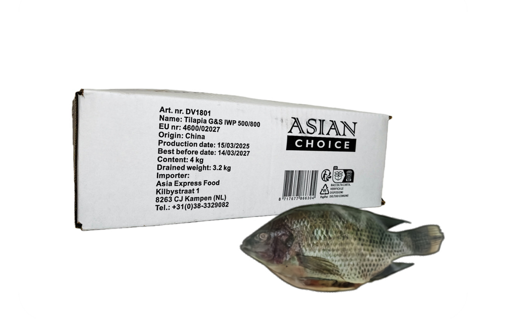 Tilapia GS IWP (800g/st) 4kg Asian Choice Kina